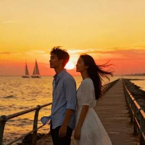 柔柔的晚风轻轻吹过 我的心情平静而寂寞