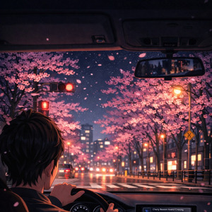 桜並木の交差点