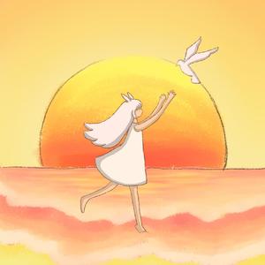 可爱的海边幸福