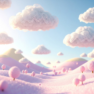 レースの雲とキャンディの空