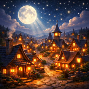 Звёздная ночь над домами