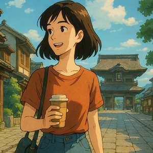 静かな石影 - 朝光に染まる参道