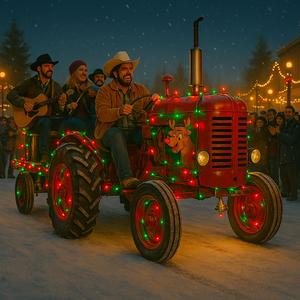 Christmas Lights on the Tractor