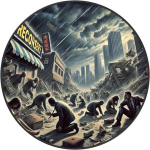 .풍비박산(風飛雹散) – 불안정한 경제 상황과 무너지는 개인 삶을 상징.