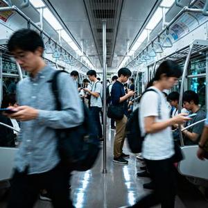 地铁里人群穿梭
