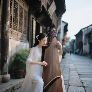 悠悠的古城中听美人奏琴声