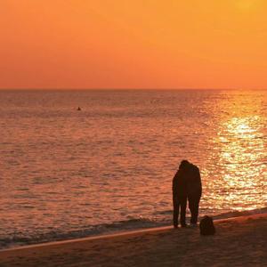 落日沉溺于橘色的海