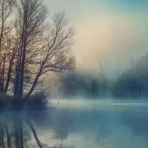 겨울아침 호수가