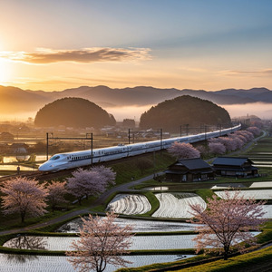 新幹線の夜明け