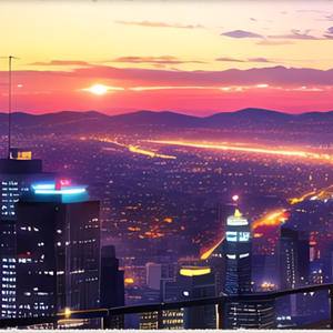 霓虹的城市挂不住夕阳