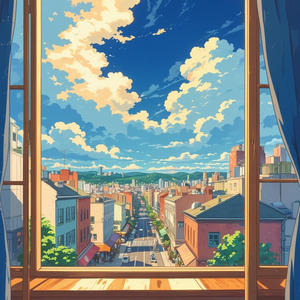 カフェの窓辺から