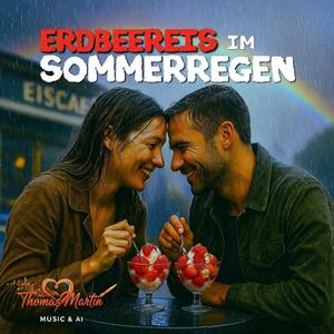 Erdbeereis im Sommerregen
