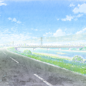 夏天在穿过山坡的火车上