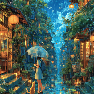 暮色雨中的轻语