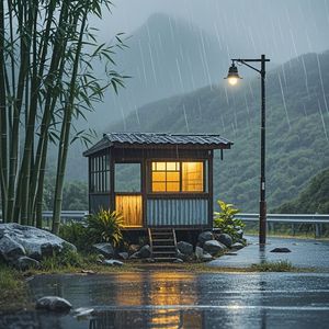 夜半惊雷骤雨中的高速公路夜班人