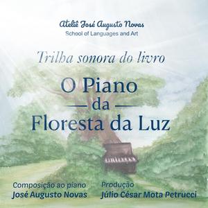 Os peixes na superfície da água admirando as folhas das árvores voando com o vento e pousando suavemente sobre a superfície do lago