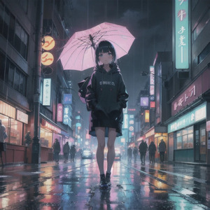 雨のコンビニブルーライト