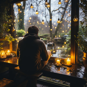 Las Gotas De Lluvia Se Encuentran Con Las Hojas En La Serenidad