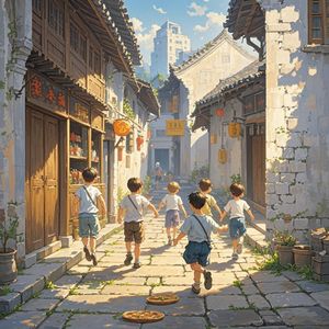 老街暖阳_稻草人