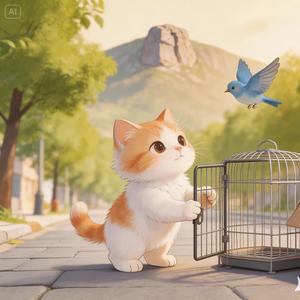 El gatito que salvó al pájarito