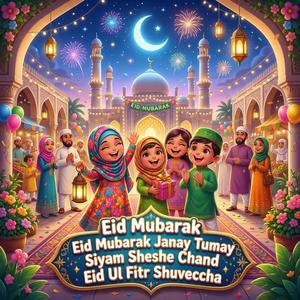ঈদ মোবারক জানাই তোমায় সিয়াম শেষে চাঁদ ঈদুল ফিতর শুভেচ্ছা Eid Mubarak Janay Tumay Siyam Sheshe Chand Eid Ul Fitr Shuveccha