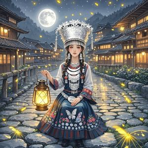 苗寨篝火夜-西锦
