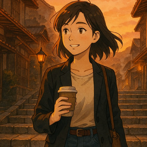 湯気の輪郭 - 灯りが滲む坂道