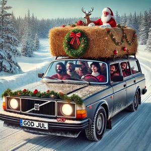 Julragg i Volvon med sankte Klas