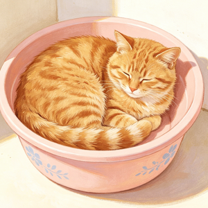 睡在盆里的猫