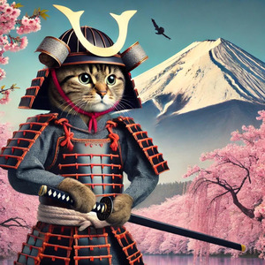 侍の影と猫
