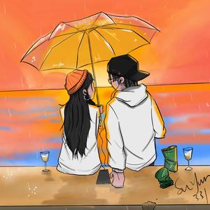 耳机放着我的音乐浪漫在下个雨夜