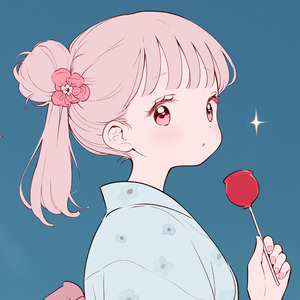 夜の夏祭りとりんご飴