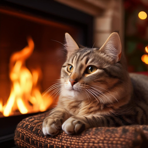 Serenidad Felina Junto Al Fuego