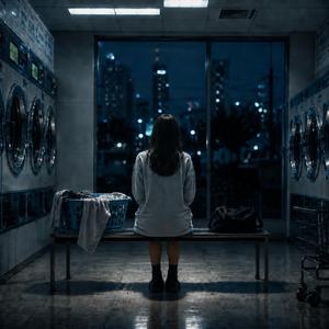 夜のコインランドリー