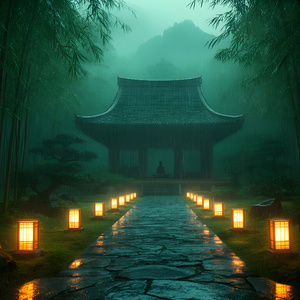 Clouds Floating Above The Zen Garden