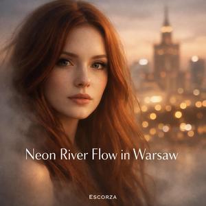 Neon River Flow in Warsaw