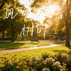 风吹动着树叶