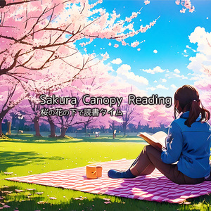 桜の花の下で読書タイム