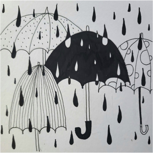 창문을 열어보니 비가 오네요