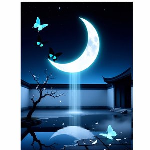 三千幽引蝶 一弯孤悬月