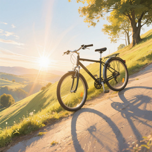 坂道と自転車、日曜朝の空気