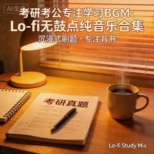 3考研考公专注学习BGM：Lo-fi无鼓点纯音乐合集
