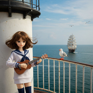 マリンルックとウクレレのメロディ