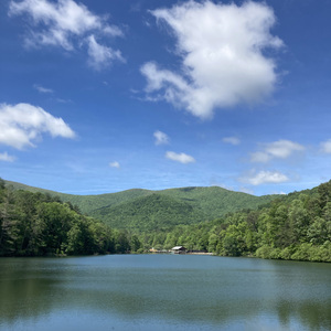 9:52 A.M. on the clear blue lake