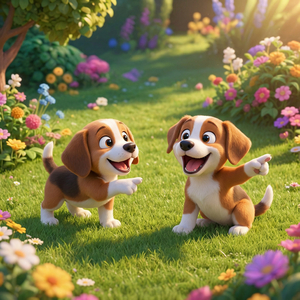 あっちむいてワン！犬同士の楽しい掛け合い