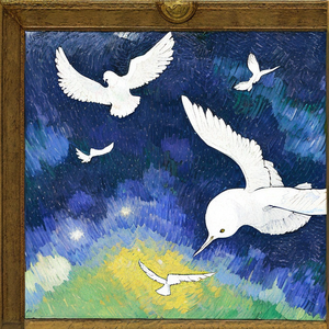 白鸽盘旋在上空把和平歌颂