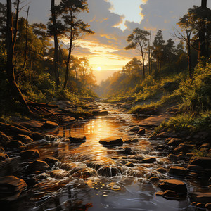 Reflejos Estrellados A Lo Largo Del Arroyo