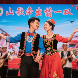 山歌牵出情一双