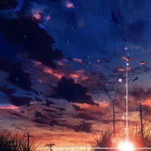 傍晚的月光照着花开的田野