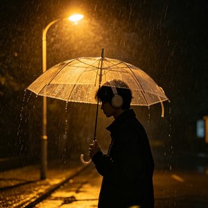 夜晚雨中的漫步